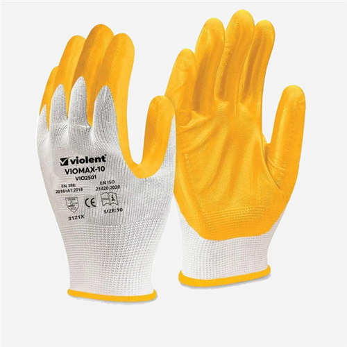 VİOLENT 2501 SARI BEYAZ NİTRİL NAYLON ELDİVEN BMX6040